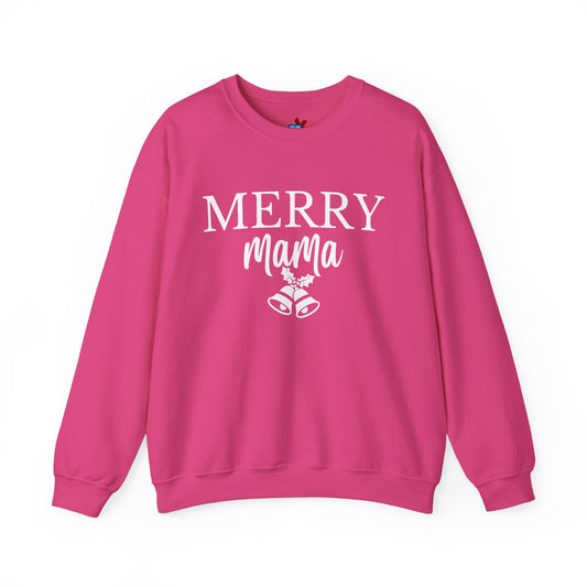 Xmas Merry Mama Holiday Apparel Sweatshirt, Gift for Mom Wife Fiancé, Mother Crewneck Jumper, Christmas Family Matching, Festive Winter